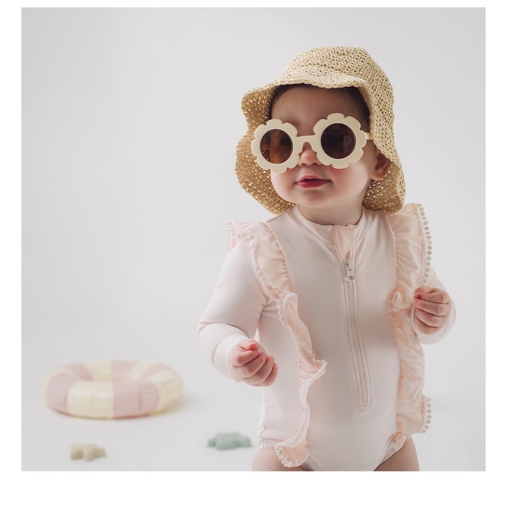 Miniclasix Girls' Ruffle Rash Guard - Pink - Picture 2 of 5